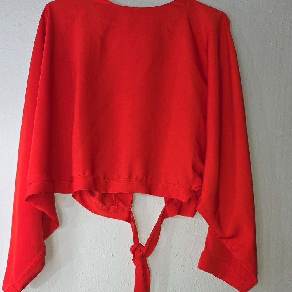 Red Tie-Back Blouse